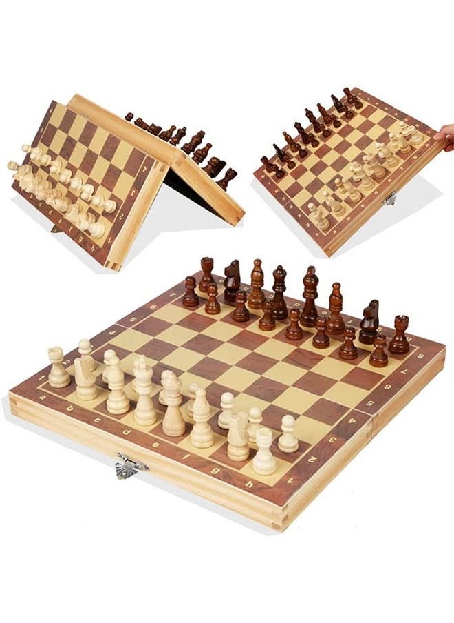 YelaJoy - Magnetic Wooden Chess Set Folding Chessboard Set with Internal Storage Travel Chessboard Game Suitable for Children and Adults - Image 1
