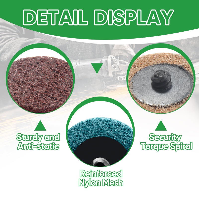 Dapuri 150 Pcs 2 Inch Surface Conditioning Discs Medium Grit Quick Change Sanding Discs for Die Grinders, Surface Stripping, Grinding, Polishing, and Burr Finishing - Image 5