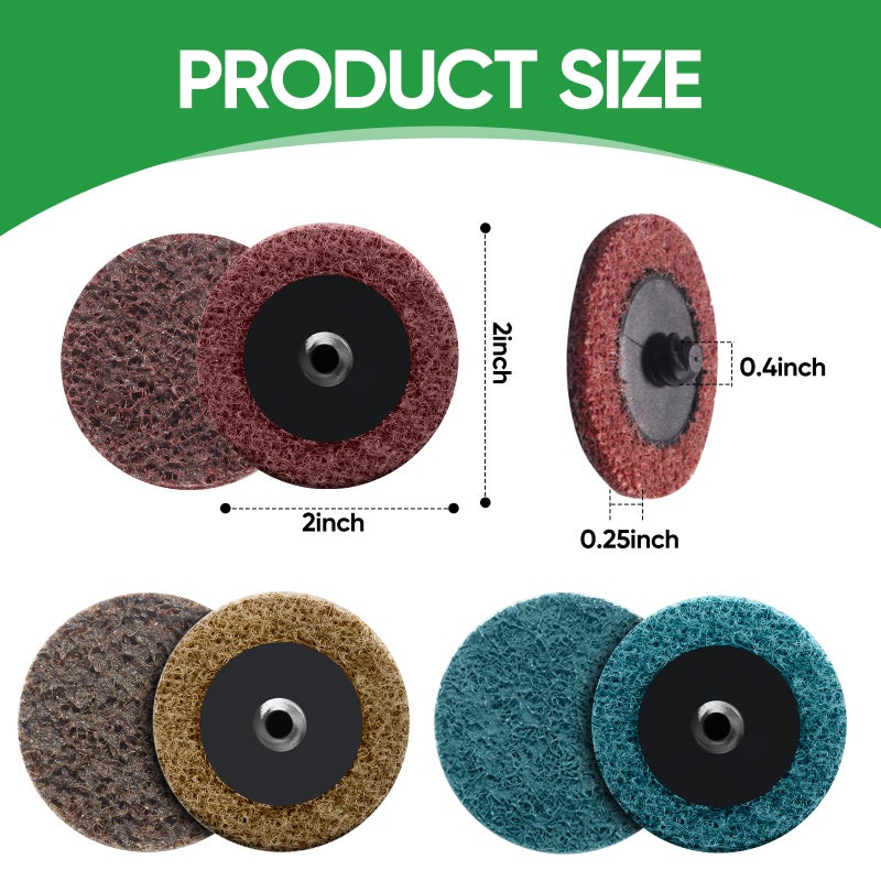 Dapuri 150 Pcs 2 Inch Surface Conditioning Discs Medium Grit Quick Change Sanding Discs for Die Grinders, Surface Stripping, Grinding, Polishing, and Burr Finishing - Image 3