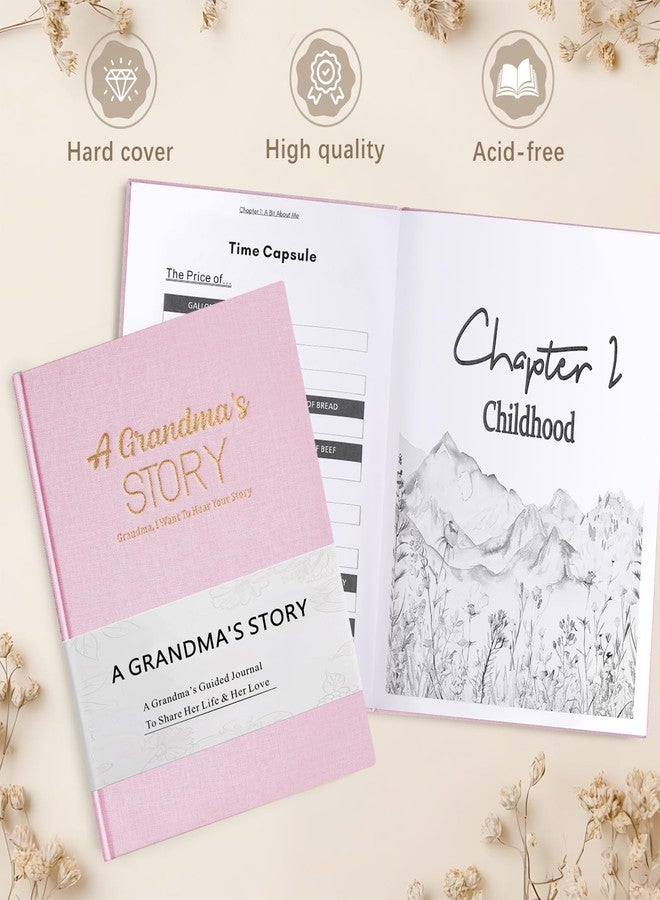 Artmag Grandma's Life Story Journal Family Keepsake Book Linen Hardcover for Grandma to Share Her Memories, with 250+ Prompt Questions Gift for Birthday Mother's Day Christmas (Pink) - Image 3