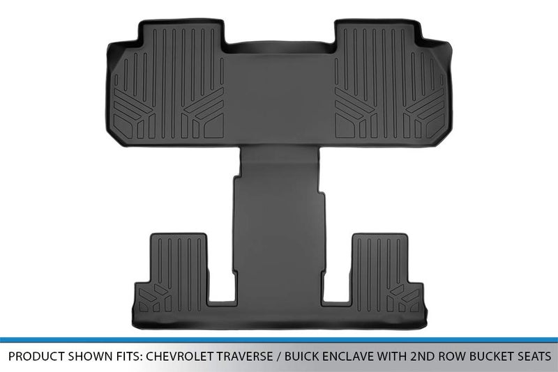 MAX LINER حصائر MAXLINER للسيارة الصفين الثاني والثالث باللون الأسود متوافقة مع 2018-2023 Traverse/Buick Enclave مع مقاعد دلو في الصف الثاني - Image 3