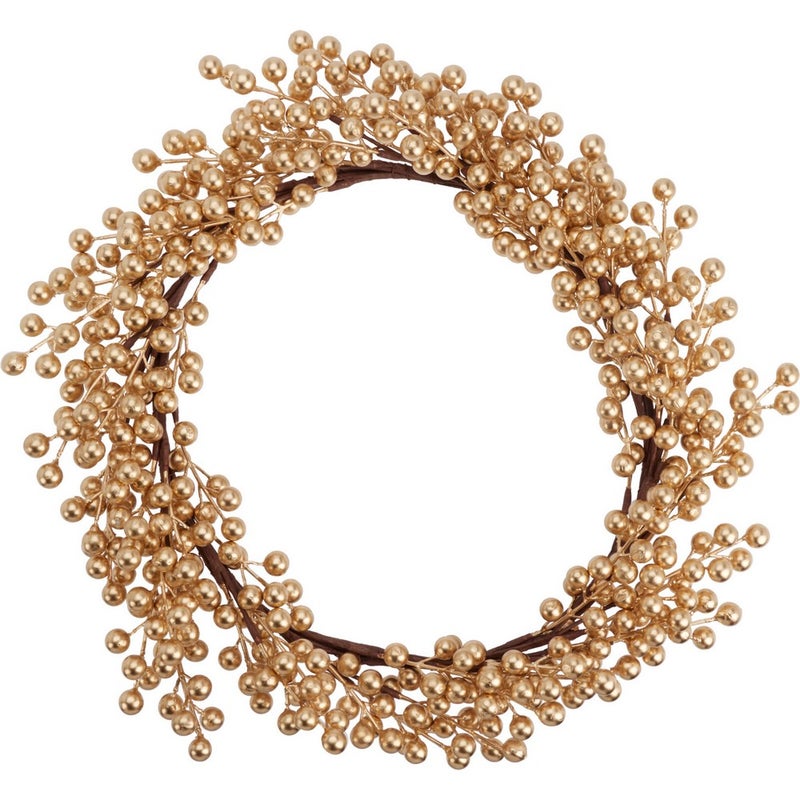 Koopman Christmas Wreath with Berries – Gold Holiday Seasonal Decoration for Door, Wall, Home & Festive Xmas Display - Image 1