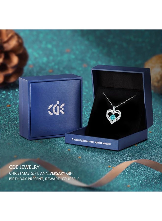 CDE Forever Love Heart Women Necklace 925 Sterling Silver Rose Gold Plated Birthstone Pendant Necklaces for Women with Cubic Jewelry Gifts Birthday Gift for Mom Women Wife Girls Her, Cubic Zirconia, - Image 5