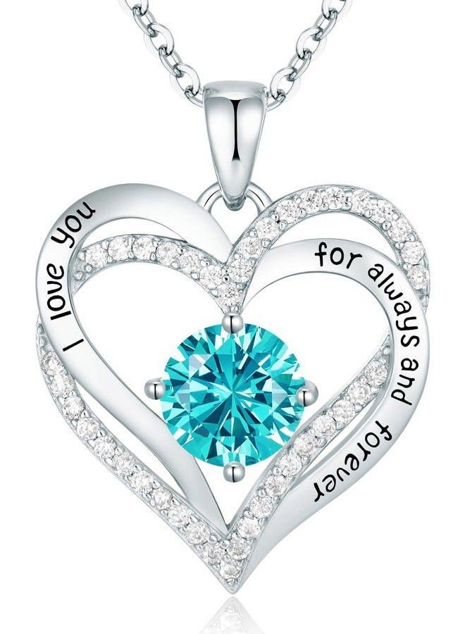 CDE Forever Love Heart Women Necklace 925 Sterling Silver Rose Gold Plated Birthstone Pendant Necklaces for Women with Cubic Jewelry Gifts Birthday Gift for Mom Women Wife Girls Her, Cubic Zirconia, - Image 1