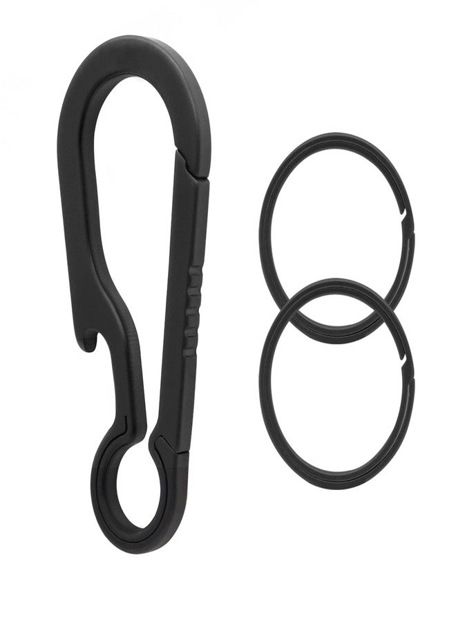 PJYTAC Titanium Carabiner for Keys Heavy Duty Keychain with Key Rings Side Pushing Easy Anti-Lost Quick Release Key Chain Bottle Opener (Black) - Image 1
