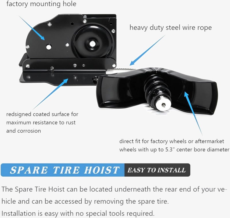 A ABIGAIL Spare Tire Hoist Spare Tire Winch Carrier Assembly Compatible with 1999-2007 Ford F250 F350 Super Duty F450 F550 Replaces 924-528, 924528, 6C3Z1A131AA, 2C3Z1A131AA, F81Z1A131AF, XC3Z1A131DA - Image 4