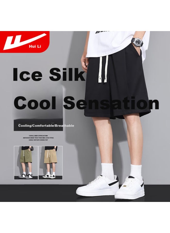 Pull Back Warrior Men's Ice Silk Quick-drying Shorts Elastic Loose Casual Sports Pants Fitness Running Men's Pants - Image 2