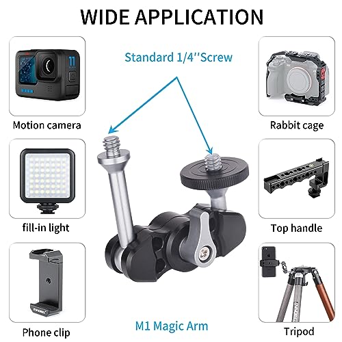 Innorel Magic Arm M1 Universal Adjustable Aluminum Alloy Magic Arm With Dual Ball Head Articulating 1 4" Screw On Both Ends For Tripod Led Light Lcd Monitor Microphone Phone Clip Load 6.6Lb 3Kg - Image 3