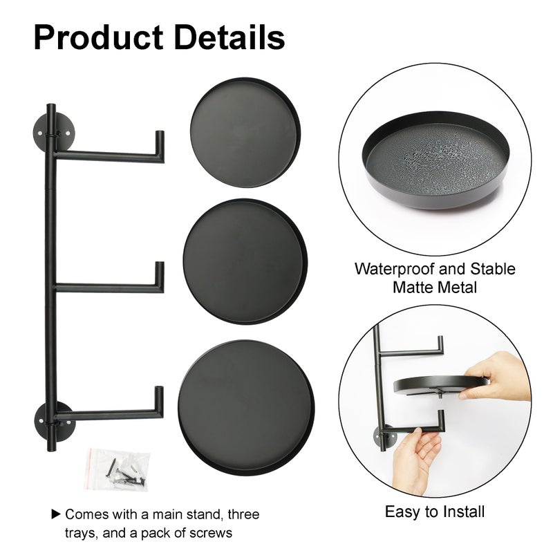 YFFSRJDJ Rotating Window Wall Plant Shelves Stand Holder, 3 Tiered Metal Floating Plant Shelf Hanger Indoor , Window Sill Gifts - Image 5