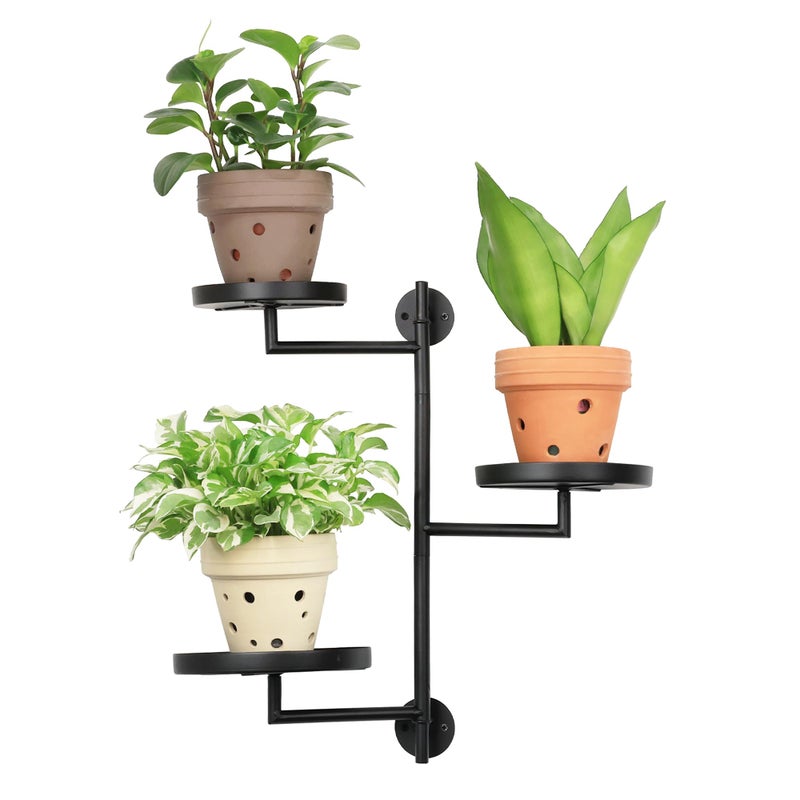 YFFSRJDJ Rotating Window Wall Plant Shelves Stand Holder, 3 Tiered Metal Floating Plant Shelf Hanger Indoor , Window Sill Gifts - Image 1
