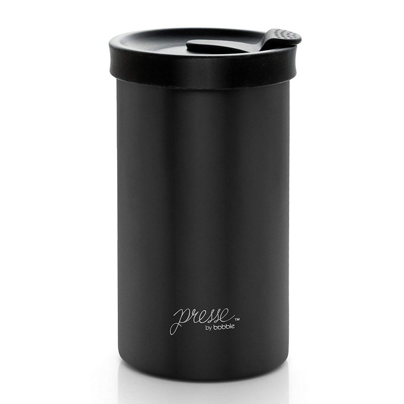 PRESSE by Bobble French Coffee Press And Insulated Stainless Steel Travel Tumbler for OnTheGo Brewing 13 oz Black