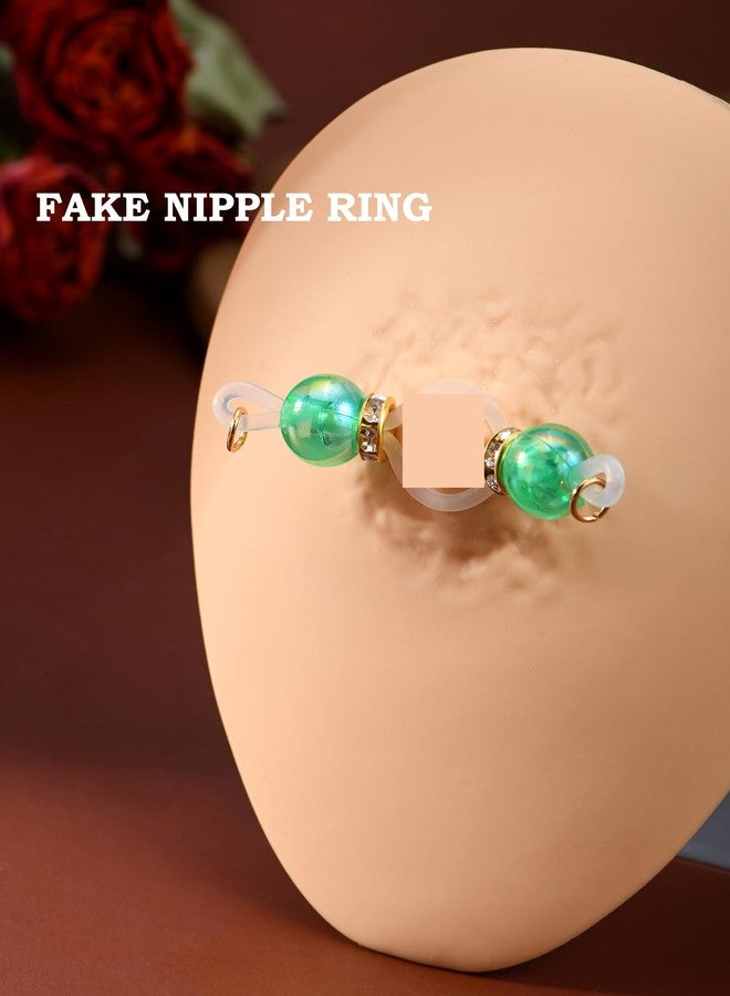 DJCIW 2 Pairs Adjustable Fake Nipple Rings for Women, Non Piercing Nipple Jewelry Nipple Noose Silicone Loop with Chain Dangles Romantic Faux Nipple Barbells Body Jewelry for Lovers Women - Image 3