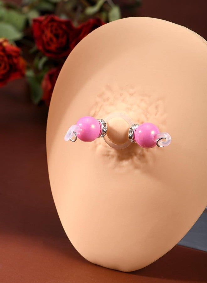DJCIW 2 Pairs Adjustable Fake Nipple Rings for Women, Non Piercing Nipple Jewelry Nipple Noose Silicone Loop with Chain Dangles Romantic Faux Nipple Barbells Body Jewelry for Lovers Women - Image 5