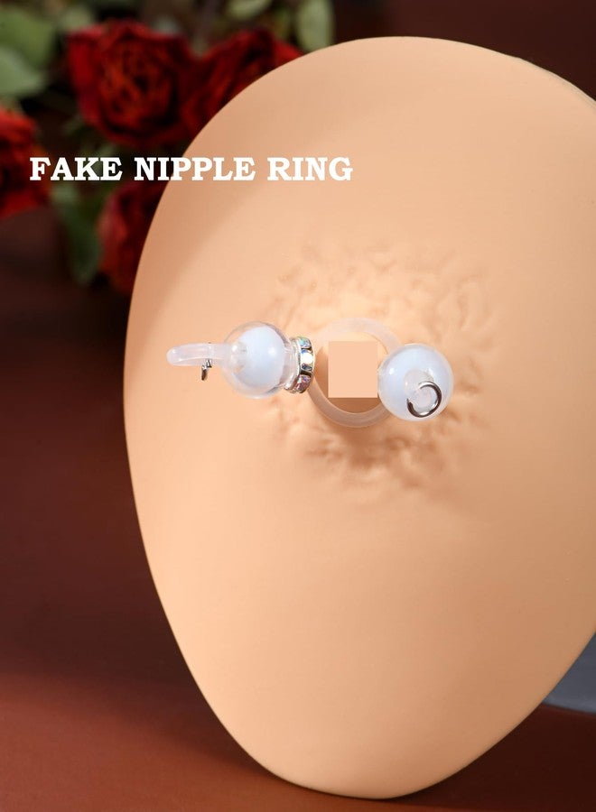 DJCIW 2 Pairs Adjustable Fake Nipple Rings for Women, Non Piercing Nipple Jewelry Nipple Noose Silicone Loop with Chain Dangles Romantic Faux Nipple Barbells Body Jewelry for Lovers Women - Image 4