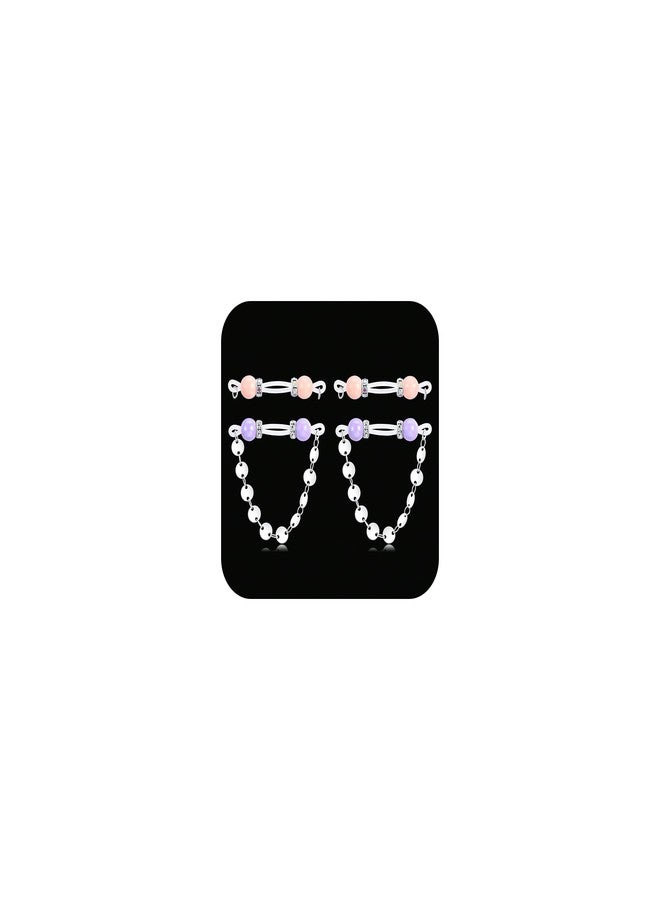 DJCIW 2 Pairs Adjustable Fake Nipple Rings for Women, Non Piercing Nipple Jewelry Nipple Noose Silicone Loop with Chain Dangles Romantic Faux Nipple Barbells Body Jewelry for Lovers Women - Image 1