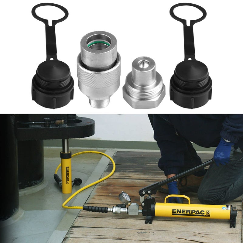 Zinger مجموعة موصلات هيدروليكية سريعة 3/8" بديلة لـ Enerpac C-604، توصيل وفصل تحت ضغط 10,000 PSI، مع 2 غطاء غبار - Image 5