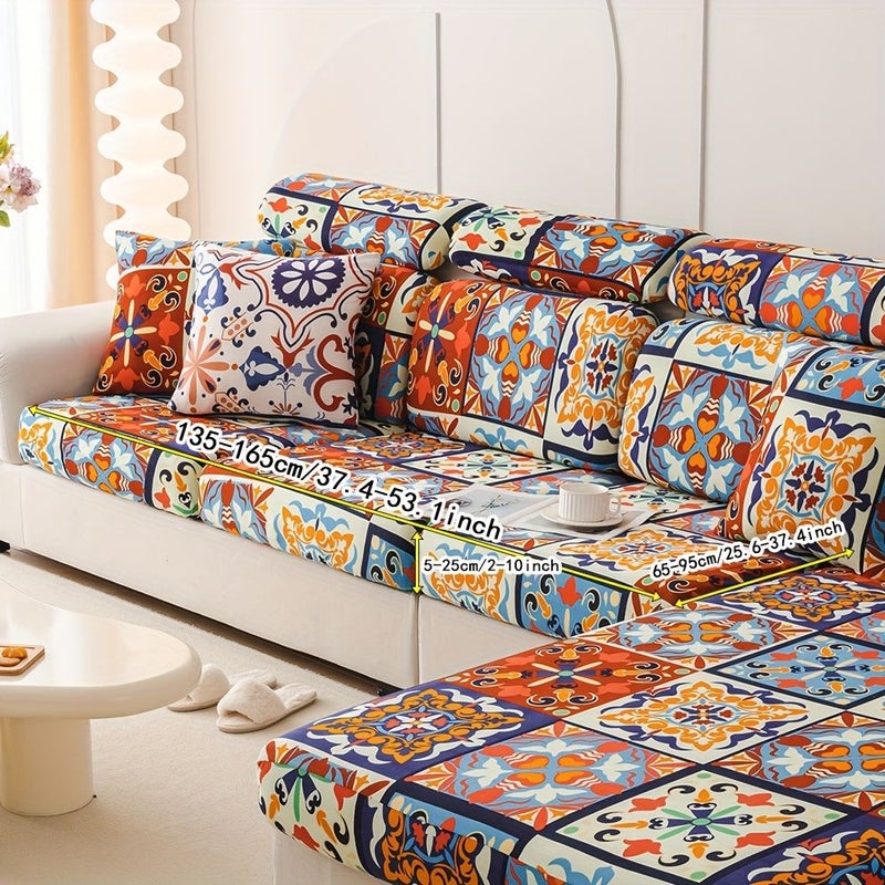 1 Seater Bohemian Style Anti Scratch Non Slip Elastic Sofa Cover Suitable For All Seasons - Image 5
