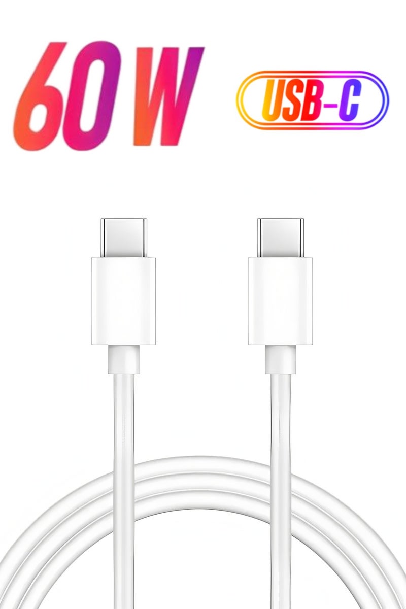 أبلينم كابل USB C بطول 1 متر، كابل شحن سريع PD بقوة 60 وات، من USB C إلى USB C لأجهزة iPhone 15 Pro/15 Pro Max/15/15 Plus، وiPad mini 6، وMacBook Pro/Air، وiPad Pro، وSamsung S23+، وHuawei P60، إلخ، أبيض - Image 1