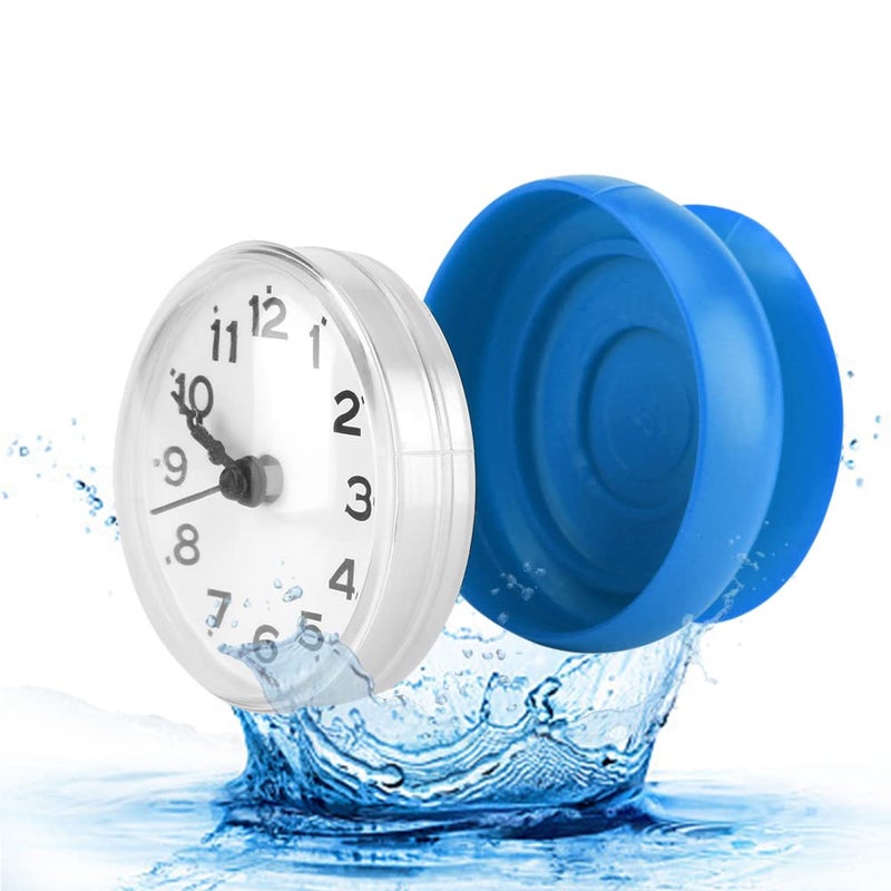 Pomya Bathroom Clock Suction Cup Wall Clock Waterproof Bath Shower Clock for Kitchen Bathroom Blue 