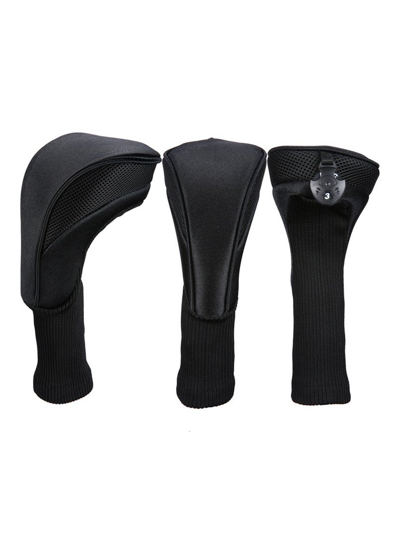 general Golf headgear-3 pieces of golf club cover, suitable for wood and fairways, driving headgear mixed number label 1 3 5 with long neck net, providing additional club protection - Image 3
