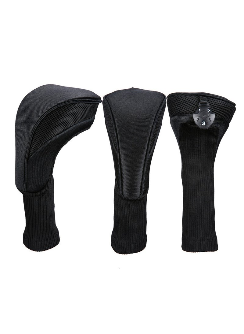 general Golf headgear-3 pieces of golf club cover, suitable for wood and fairways, driving headgear mixed number label 1 3 5 with long neck net, providing additional club protection - Image 2