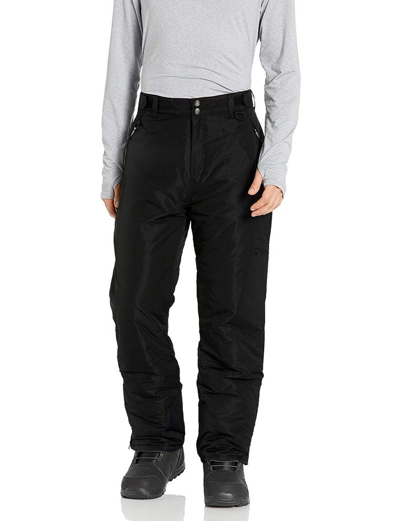 Arctic Quest Mens Snow Ski Waterproof Softshell Snowboard Pants Outdoor Hiking Zipper Bottom Windproof Warm Snow Pants, Black, 3X - Image 1