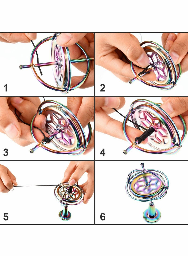 KASTWAVE Gyroscope, Metal Anti-Gravity Gyroscope Toy Colorful Spinning Top Desktop Ornament for Children Adult - Image 4