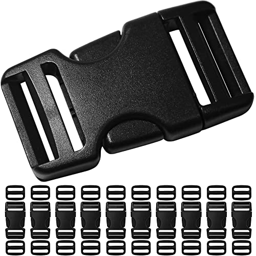 LASIGHT Buckles for 1 inch Wide Webbing Straps: Quick Side Release Buckle 10 set and Tri-Glide Slide 20 pcs Fit 1" Nylon Web Belt, Plastic Snap Fastener Clip Heavy Duty Replacement Dual Adjustable - Image 1