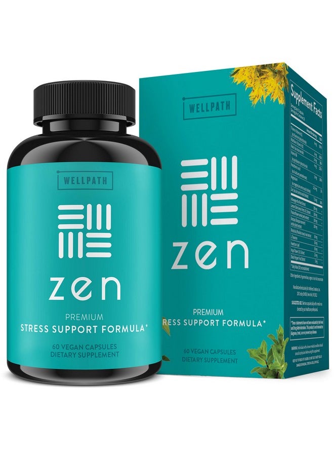 WellPath - Zen Stress Relief Supplement Calm Mood Stress & Energy Support ; Ashwagandha Root Rhodiola Rosea Lemon Balm Ltheanine ; Premium Mood Support Supplements ; Herbal Capsules 60 Ct - Image 1