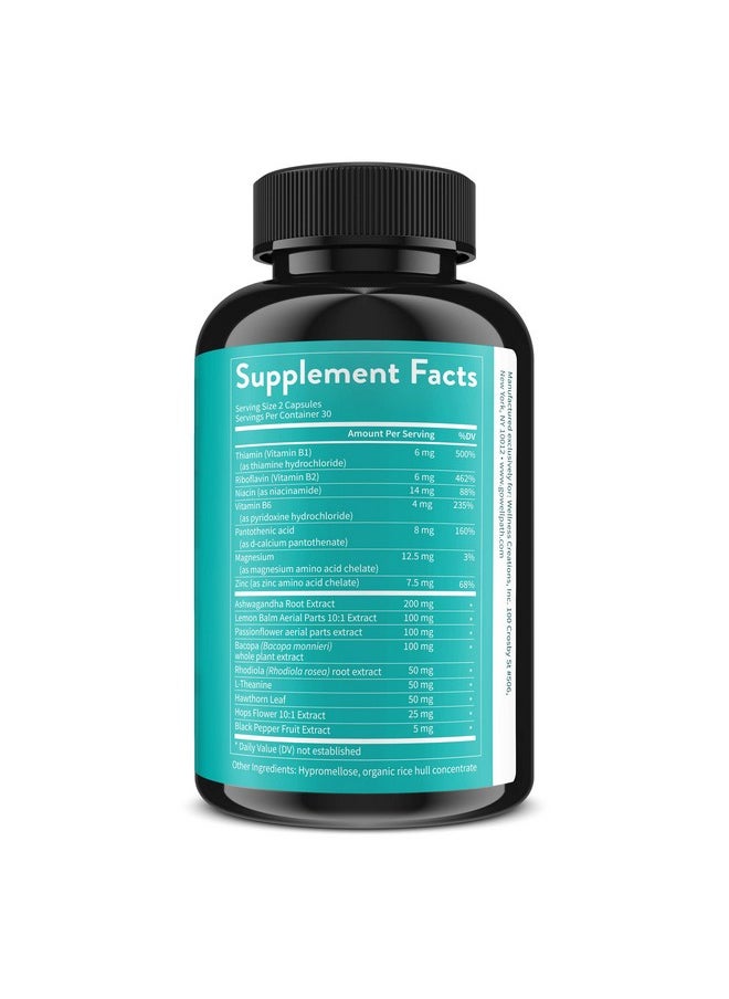 WellPath - Zen Stress Relief Supplement Calm Mood Stress & Energy Support ; Ashwagandha Root Rhodiola Rosea Lemon Balm Ltheanine ; Premium Mood Support Supplements ; Herbal Capsules 60 Ct - Image 1