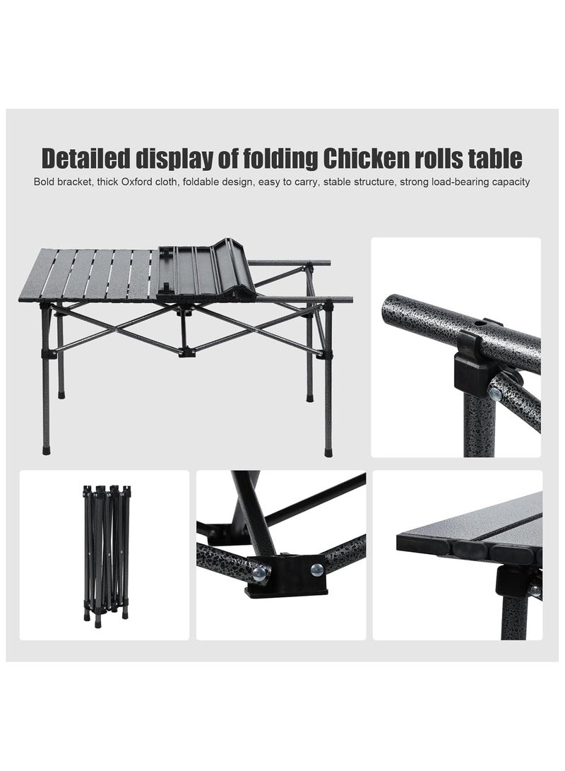 MOMENT Camping Table and Chairs, Folding Picnic Table and Chairs 4, Roll-Up Foldable Table Set with Large Storage and Carrying Bag for Indoor Outdoor BBQ Party Fishing Beach, 95cm (L) X 55cm(W) - Image 3