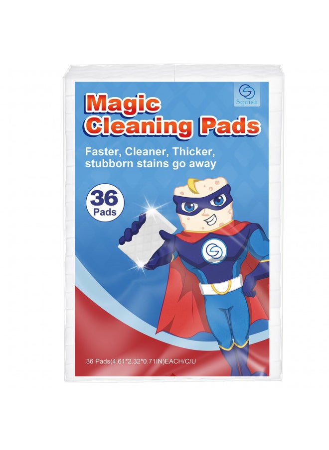 Magic Sponge Eraser, squish 36 Count Magic Cleaning Pads for Walls Oven, Kitchen, and Shoe Cleaner, Magic Erasers with Melamine Foam, Universal Cleaner