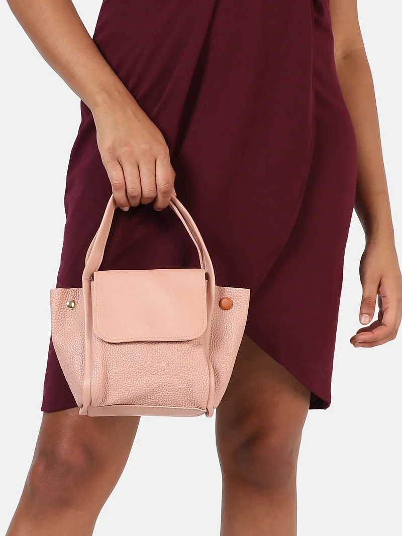 Haute Sauce  Pink Solid Vegan Leather Handbag for Women | Best Price UAE
