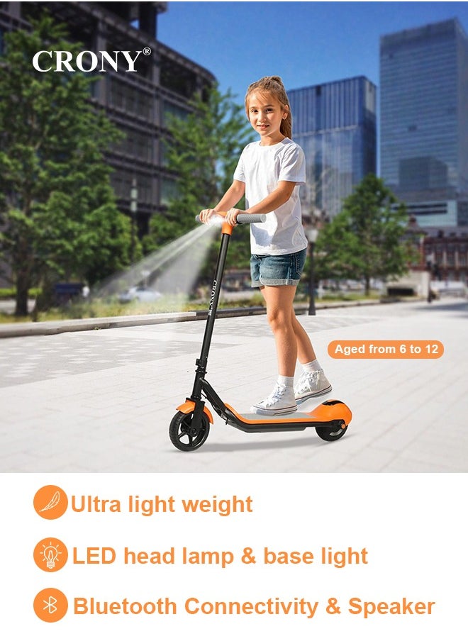 Crony ZL-E7 kids Electric Scooter LED Headlamps Bluetooth Connectivity resistant anti slip rubber Vacum tire 7kg Aluminum Alloy Frame Material load 60kg E Scooter Foldable skateboard E-Bike Brushless orange  - Image 4