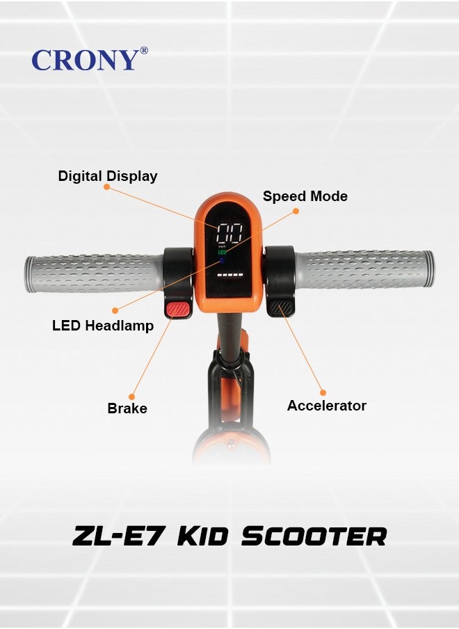 Crony ZL-E7 kids Electric Scooter LED Headlamps Bluetooth Connectivity resistant anti slip rubber Vacum tire 7kg Aluminum Alloy Frame Material load 60kg E Scooter Foldable skateboard E-Bike Brushless orange  - Image 5