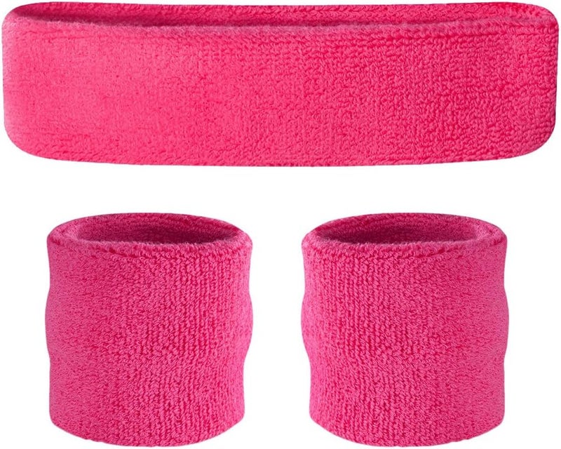 Suddora Sweatbands Set, Moisture Wicking 2 Wristbands and 1 Headband, Breathable Terry Cloth Athletic Bands for Basketball, Tennis, Yoga, Gym, Sweat Bands for Costumes and Cosplay - Image 1