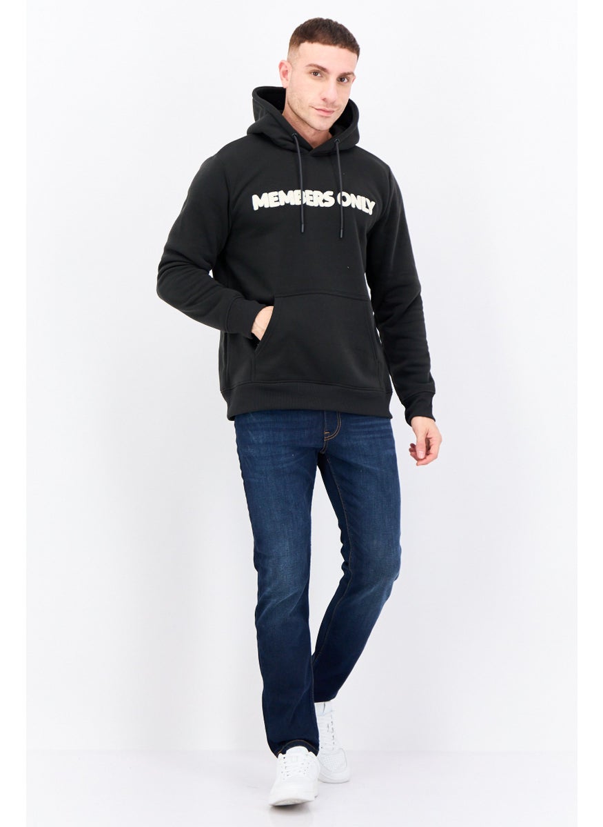 MEMBERS ONLY - Men Hooded Long Sleeves Embroidered Logo Sweatshirt, Black - Image 1