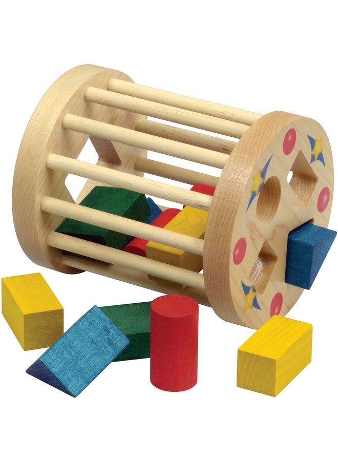 Maple Landmark Shape Sorter Round Cage with 3 Each of 4 Colored Shapes- Made in USA - Image 1