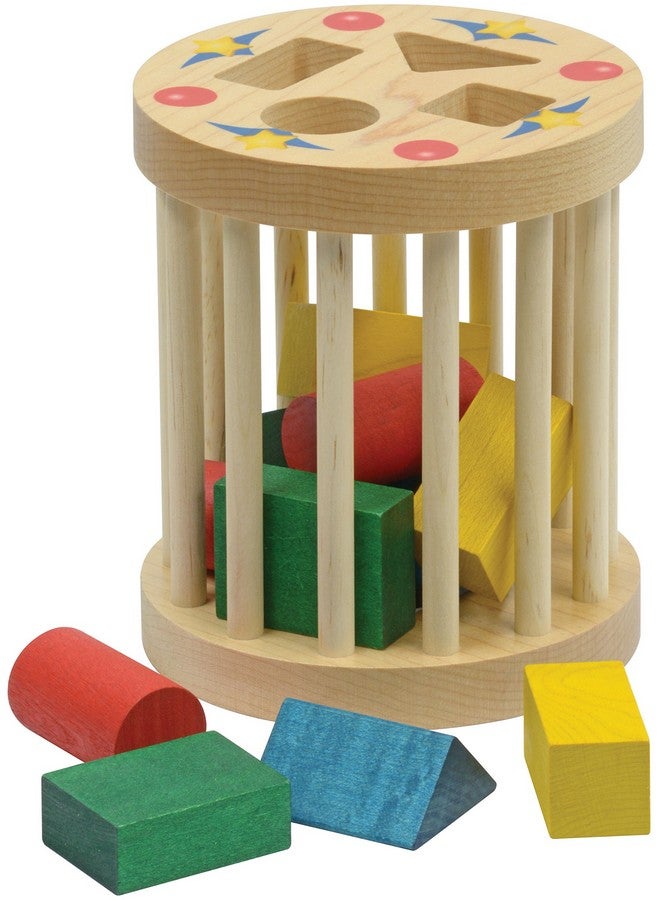 Maple Landmark Shape Sorter Round Cage with 3 Each of 4 Colored Shapes- Made in USA - Image 2