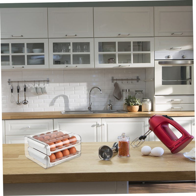 White Compartment Egg Carton Refrigerator Drawer Storage Box 23 5x21 5cm - Image 4