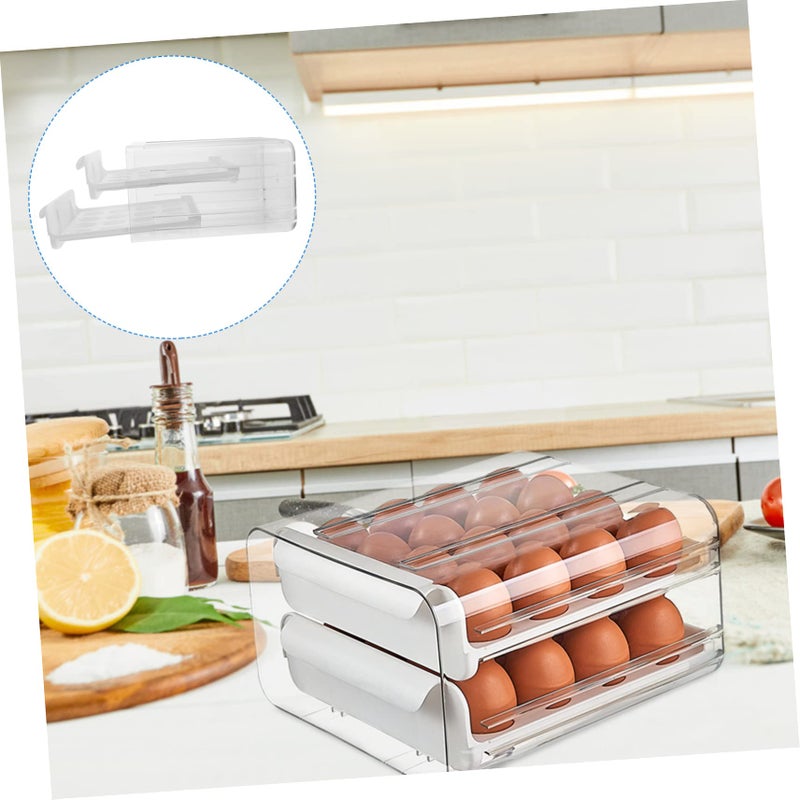 White Compartment Egg Carton Refrigerator Drawer Storage Box 23 5x21 5cm - Image 5