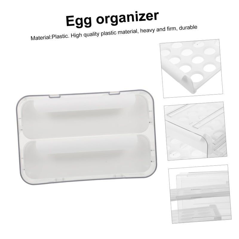 White Compartment Egg Carton Refrigerator Drawer Storage Box 23 5x21 5cm - Image 3