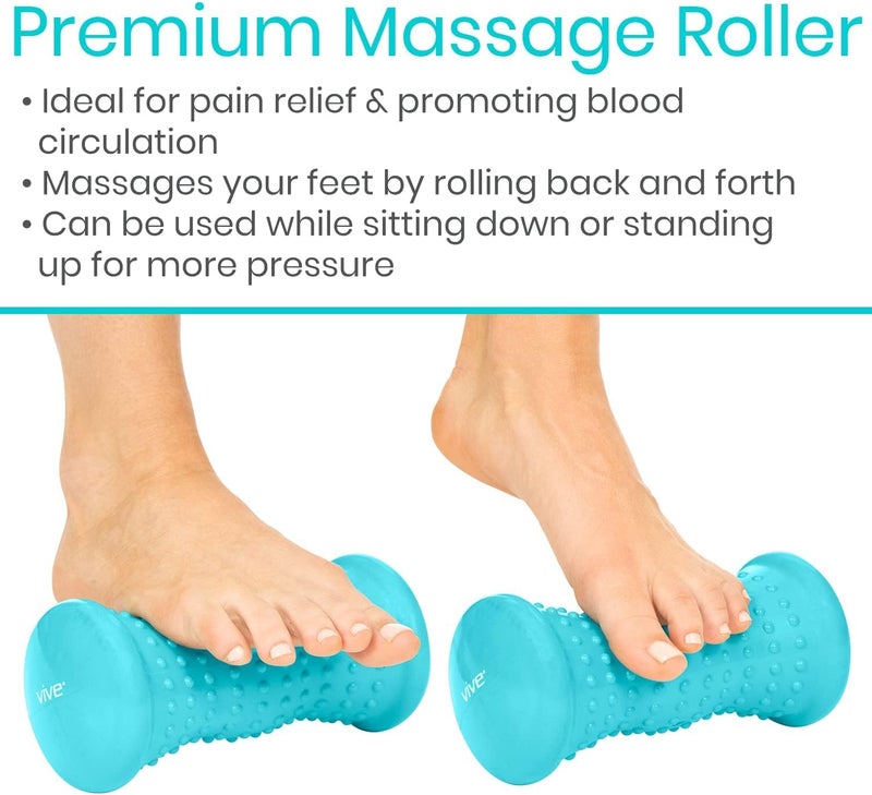 Vive Massage Ball Set 4 Piece  Plantar Fasciitis Relief Foot Pain Hot Cold Therapy  Heel Spur Sore Muscle Trigger Point Back Arm Neck Shoulder Leg Circulation Roller - Image 4