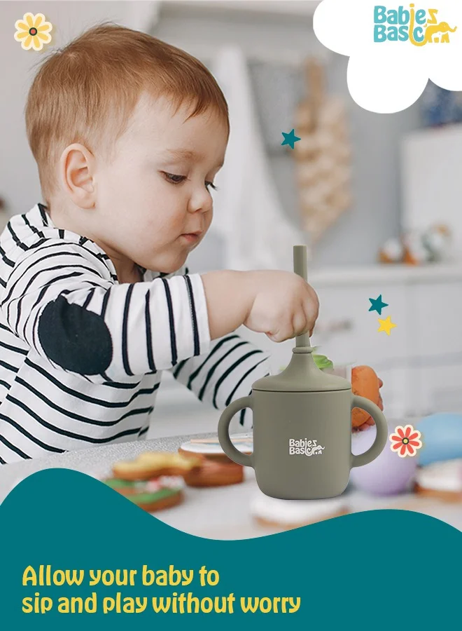 Babies Basic Stage 2 Silicone Trainer Cup With Handles For Kids - Green