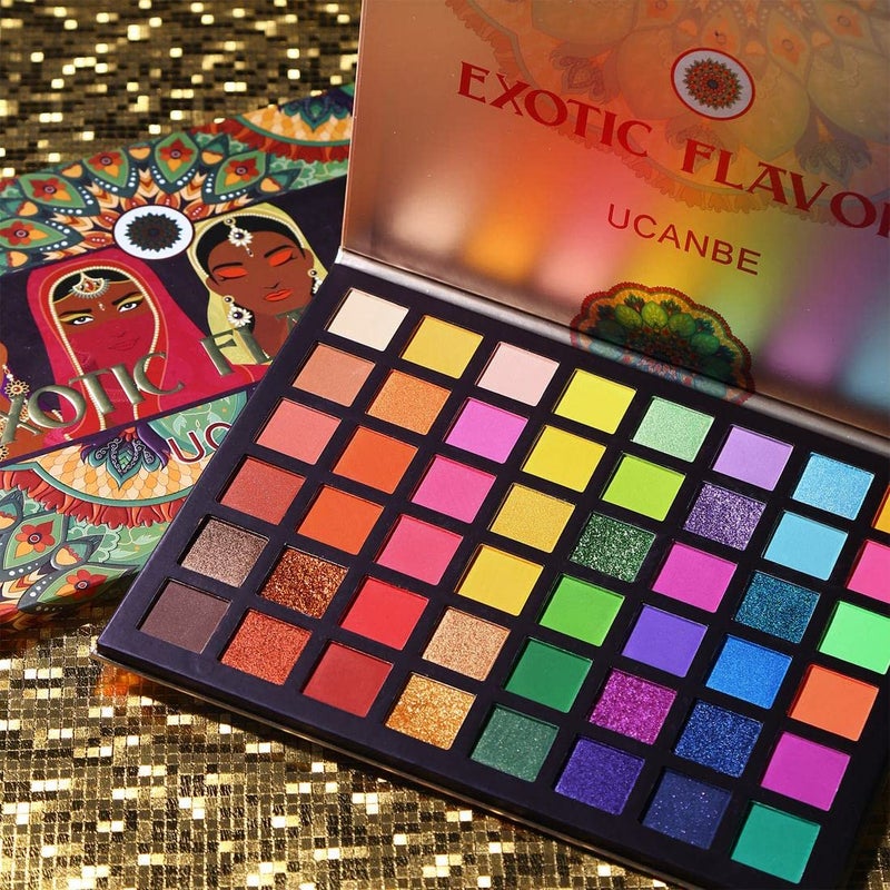 UCANBE EXOTIC FLAVORS Neon Eyeshadow Makeup Palette - 48 Colorful High Pigmented - Rainbow Matte Shimmer Glitter Eye Shadow Make Up Pallet Gift Set - Image 2