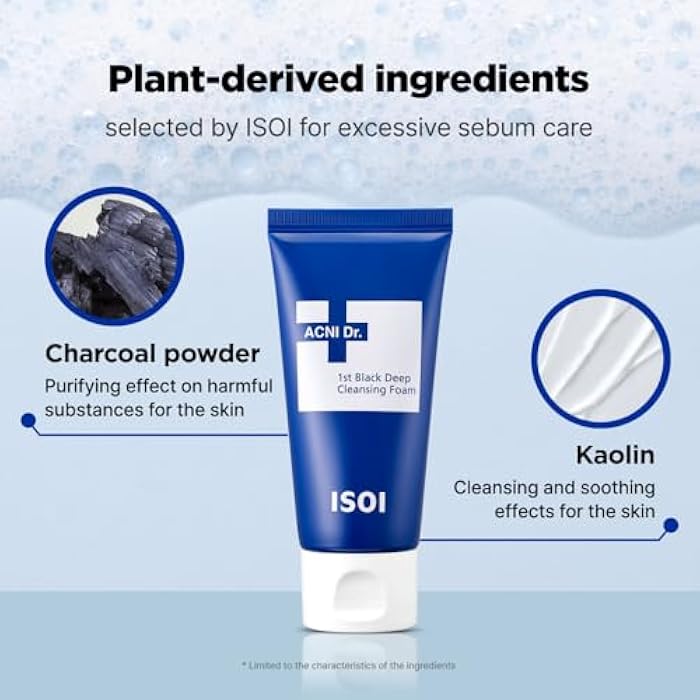 ISOI ACNI Dr. 1st Deep Cleansing Foam, K-Mud & Charcoal Purifying Cleanser for Oily & Acne-Prone Skin, Korean Skincare (2.54 fl.oz/75ml) - Image 5