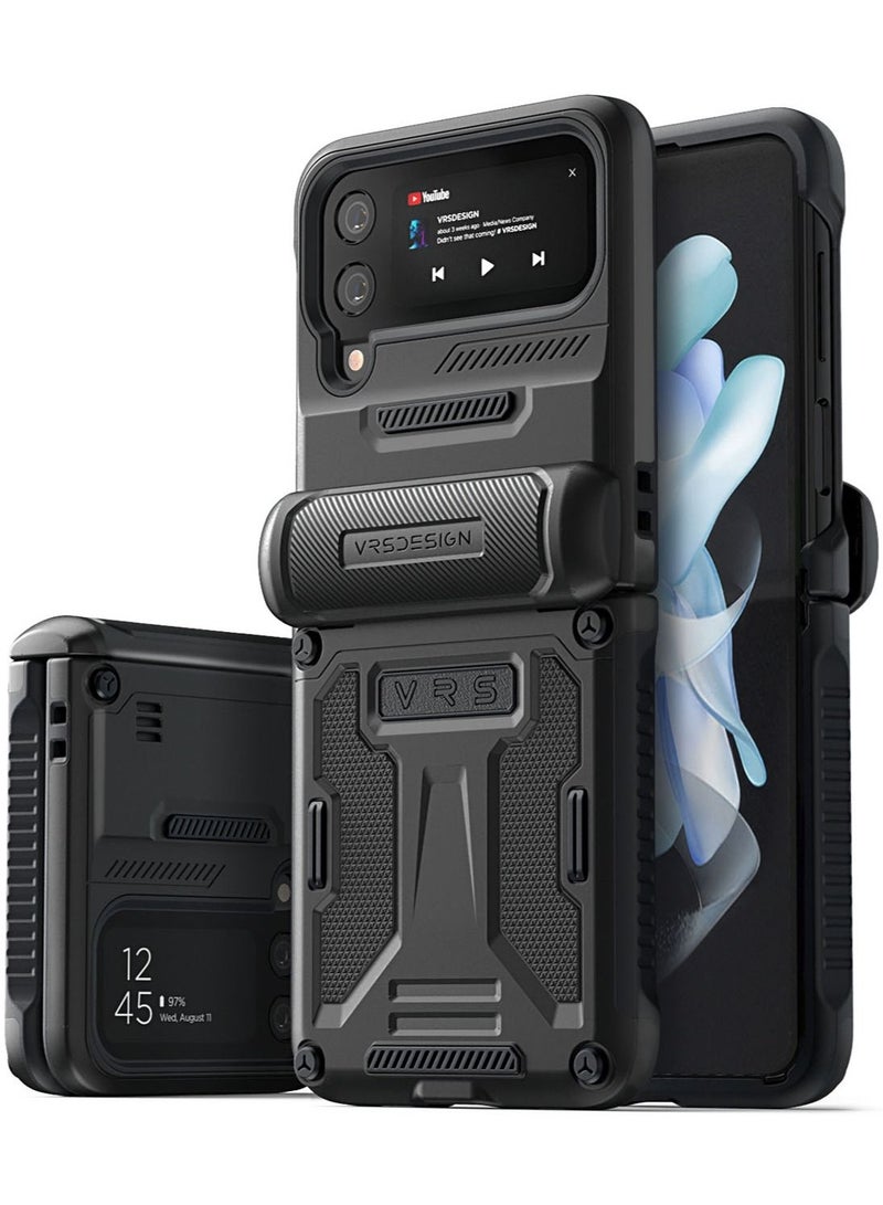 VRS Design Terra Guard Active [Hinge Protection] for Samsung Galaxy Z Flip 4 Case Cover (2022) - Matte Black  - Image 1