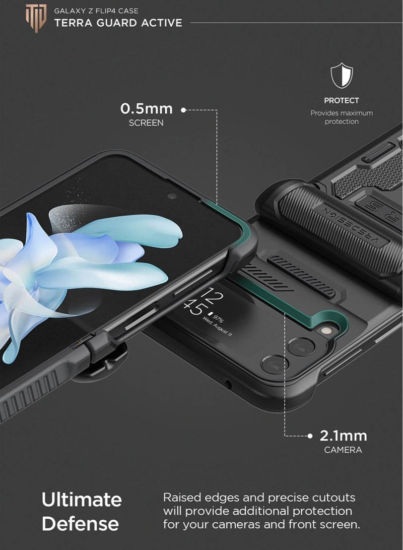 VRS Design Terra Guard Active [Hinge Protection] for Samsung Galaxy Z Flip 4 Case Cover (2022) - Matte Black  - Image 3