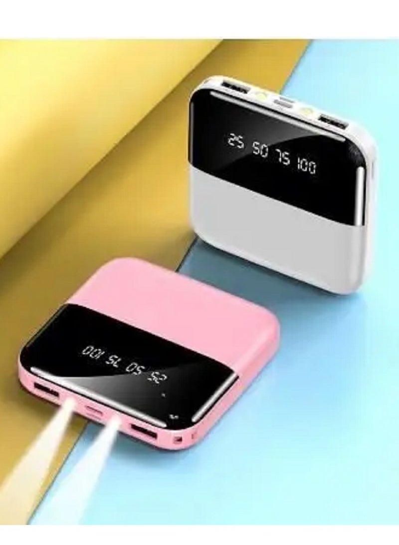 Fast Charger Power Bank 10000mAh with 1 Cable super quick charge, Portable Power Bank 2 Output 1 Input Fast Charging with LED Flashlight (White) - Image 4