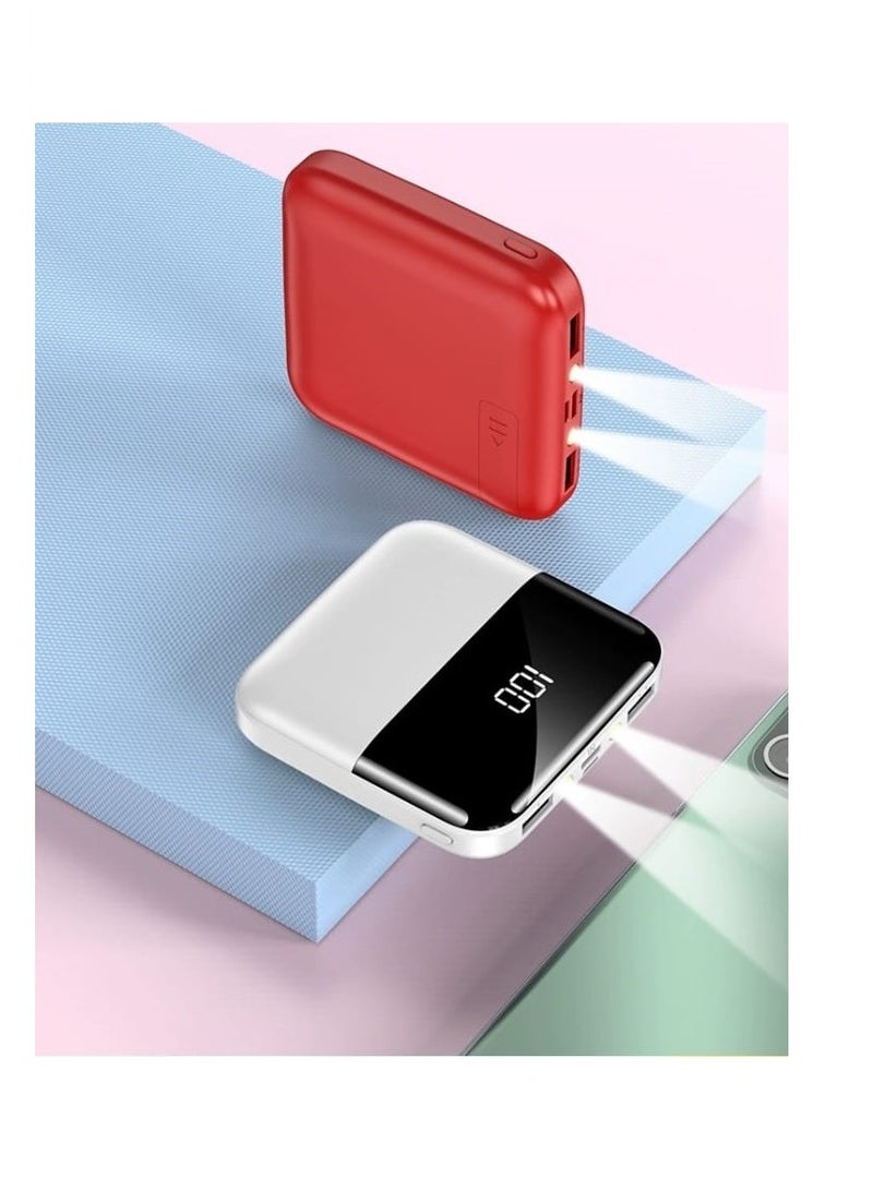 Fast Charger Power Bank 10000mAh with 1 Cable super quick charge, Portable Power Bank 2 Output 1 Input Fast Charging with LED Flashlight (White) - Image 3